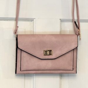 Chic Pink Crossbody Bag with Gold Accents